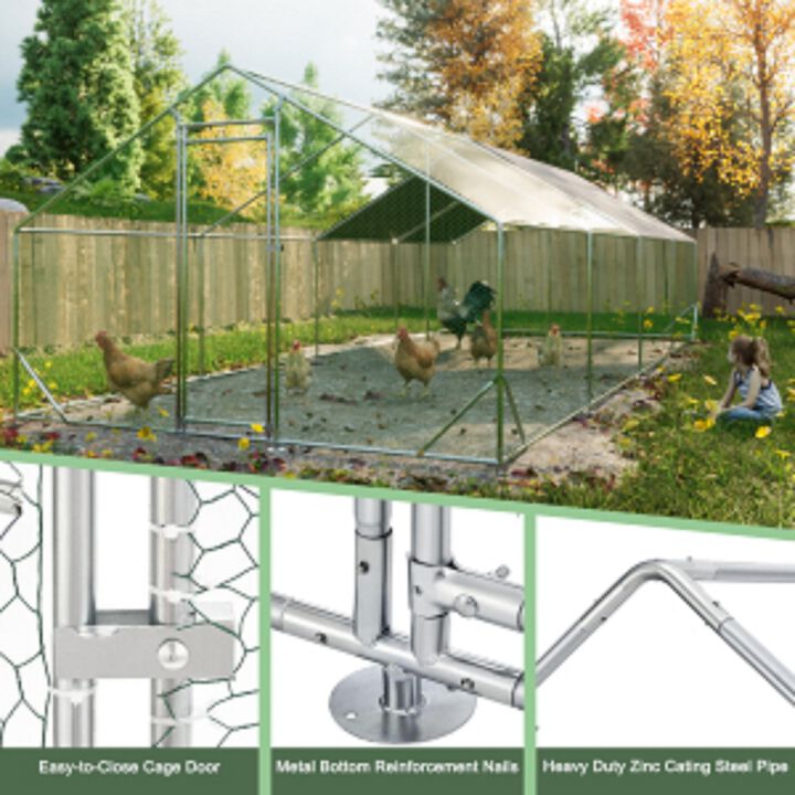 Mondawe 10'x26' Large Metal Chicken Coop with UV & Waterproof Cover