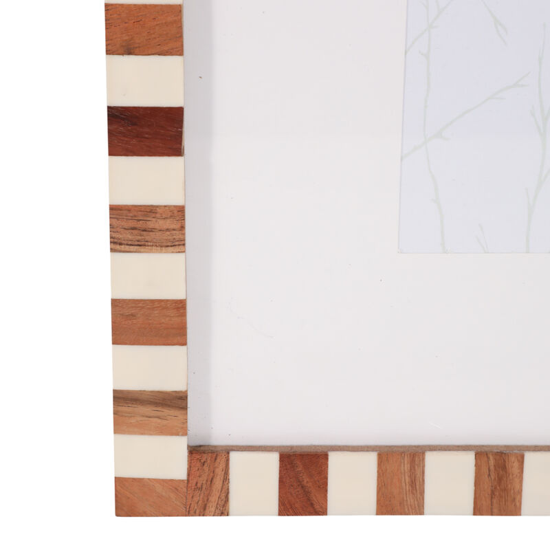 8x10" Matted Photo Frame Wood Inlay, Natural/ivory image number 3