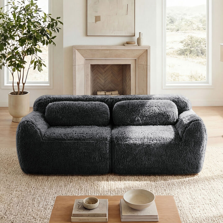 Monimp Soft Fluffy Plush Fabric Loveseats