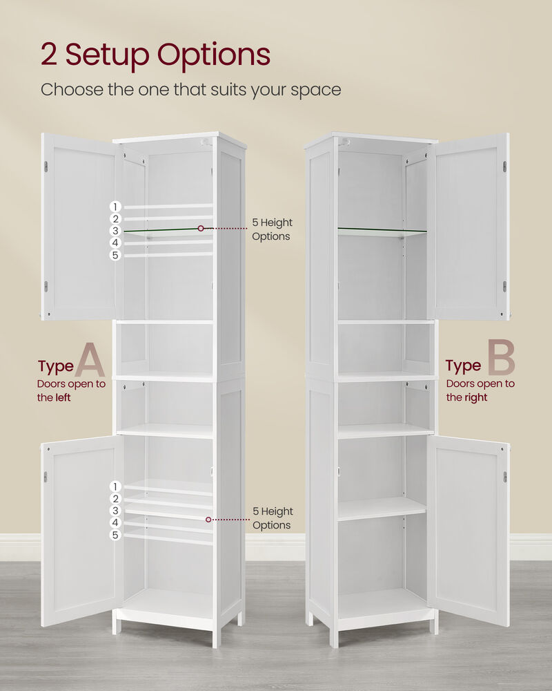 Freestanding Tall Bathroom Cabinet with Built-In LED Lights for Towels and Toiletries