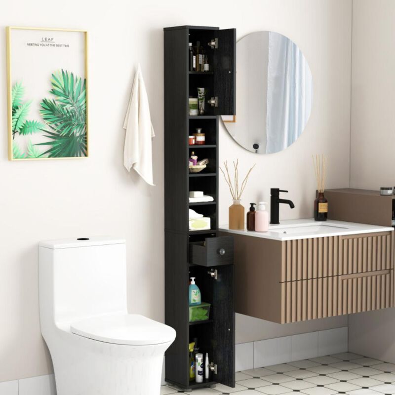 Hivvago Freestanding Slim Bathroom Cabinet with Drawer and Adjustable Shelves
