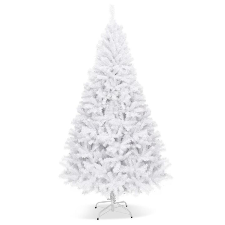 Hivvago 6/7.5/9 Feet White Christmas Tree with Metal Stand