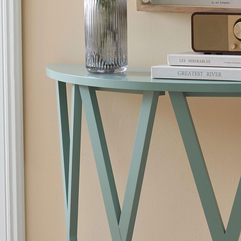 Kings Brand Furniture Vienna Console Table - Semicircular Side Coffee Table for Living Room, Bedroom (White)