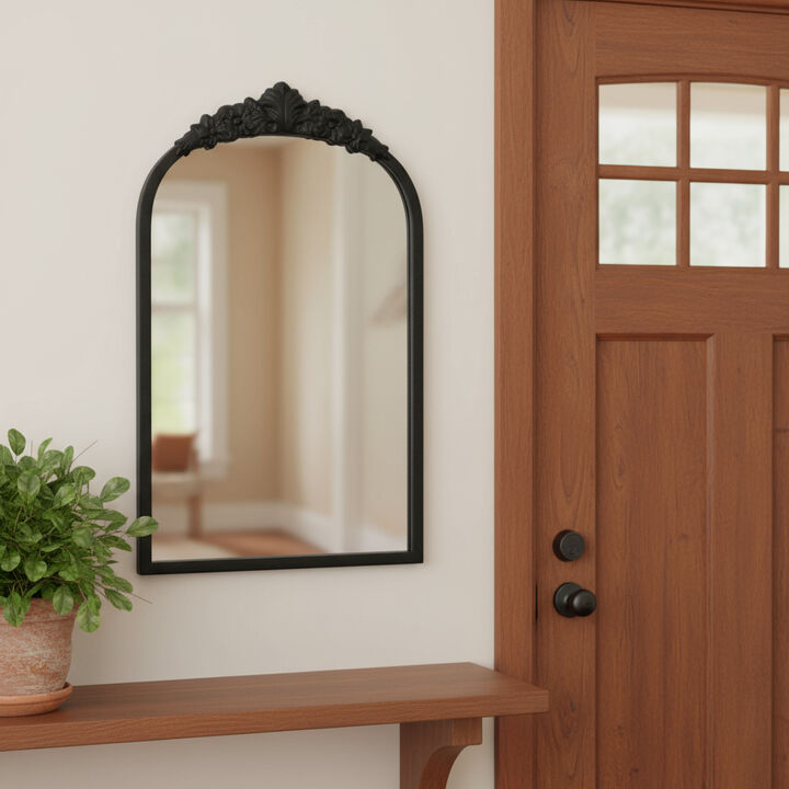 HomeRoots 16" Black Metal Arch Accent Mirror