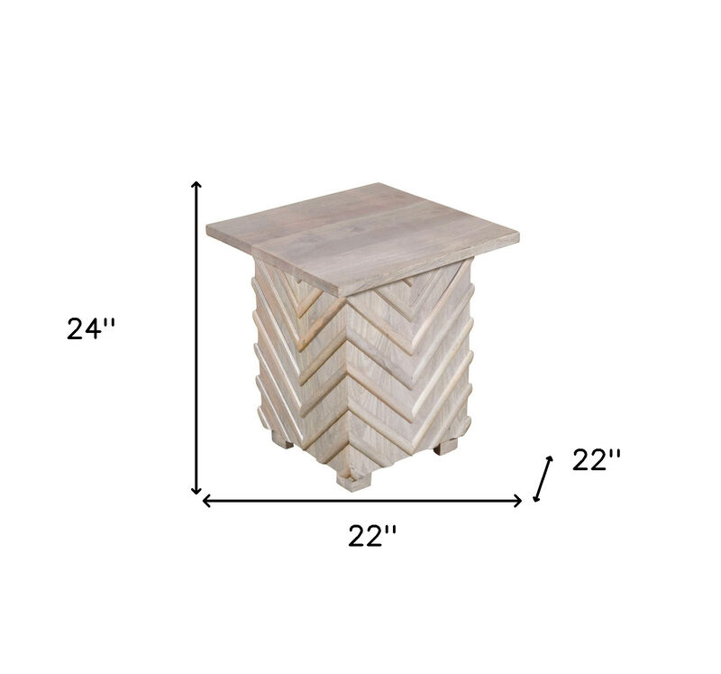 HomeRoots 24" White Distressed Solid Wood Square End Table image number 4