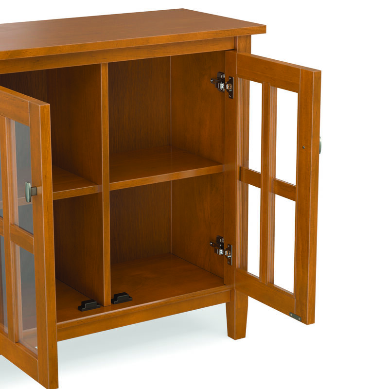 Warm Shaker SOLID WOOD 32 inch Wide Transitional Low Storage Cabinet in Light Golden Brown image number 8