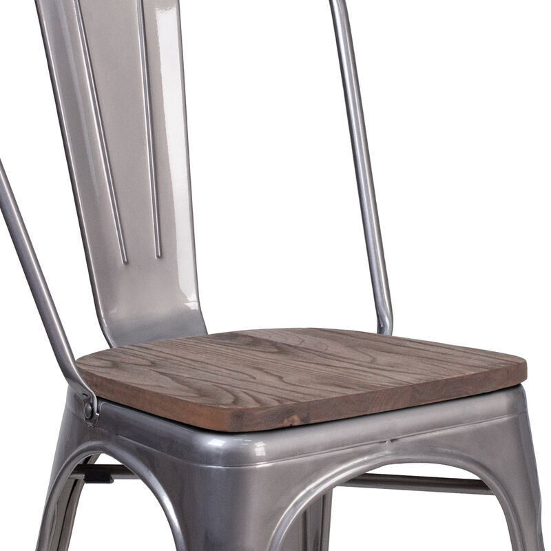 Metal/Wood Colorful Restaurant Chairs image number 6
