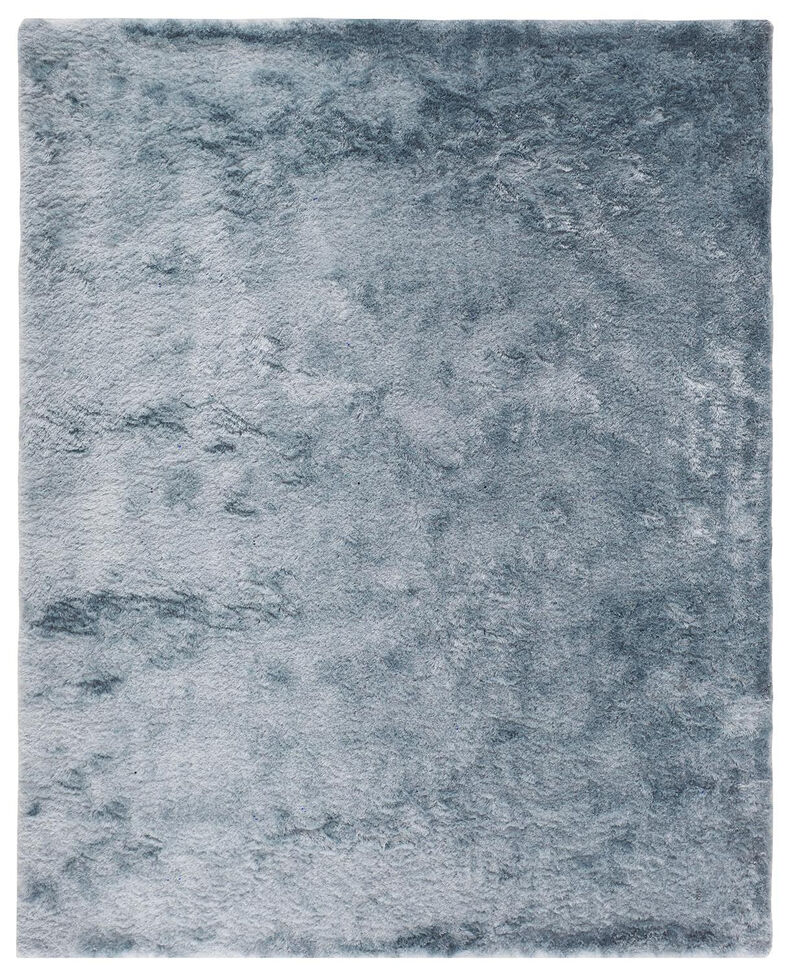 4 X 6 Blue And Silver Shag Tufted Handmade Area Rug image number 0