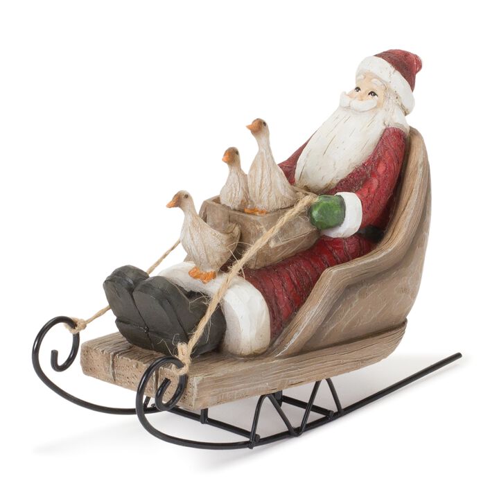 Santa and Animals on Sled for Holiday Decor and Christmas Festive Display (Set of 2)