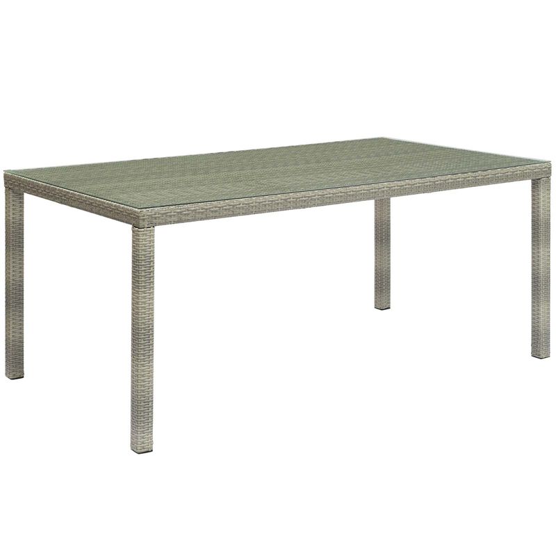 Modway - Conduit 70" Outdoor Patio Wicker Rattan Dining Table Light Gray image number 0