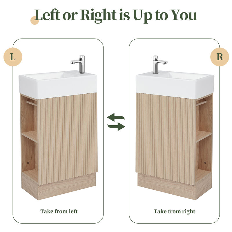 Merax Bathroom Vanity Cabinet with Two-tier Shelf