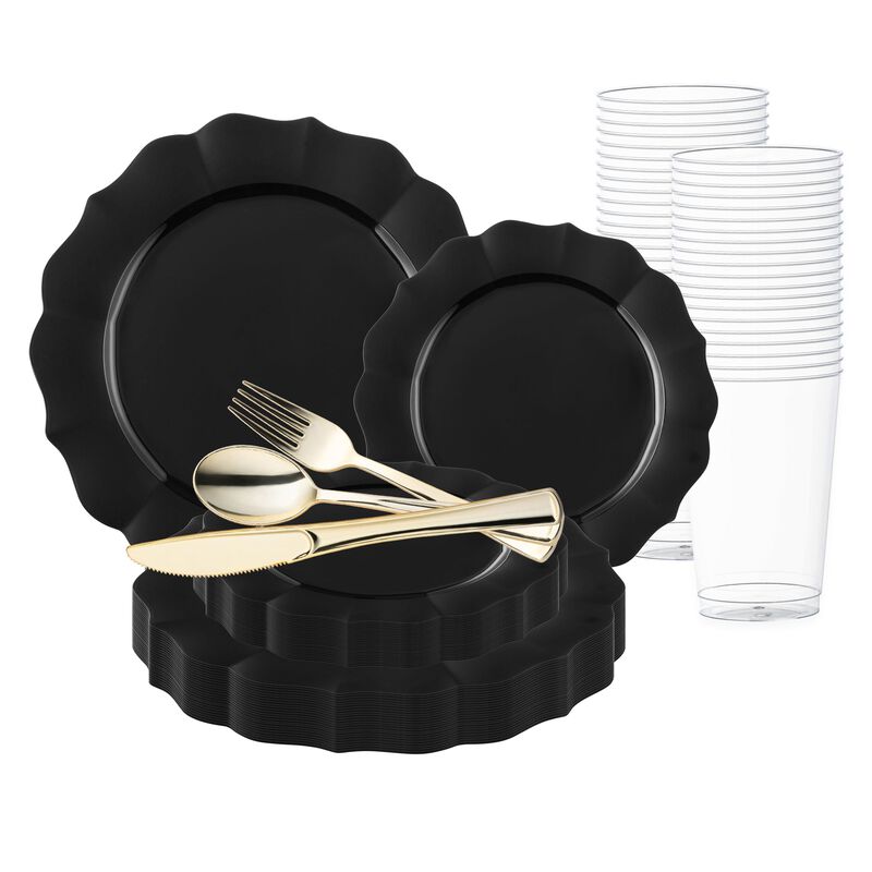 Black Round Lotus Plastic Wedding Value Set image number 0