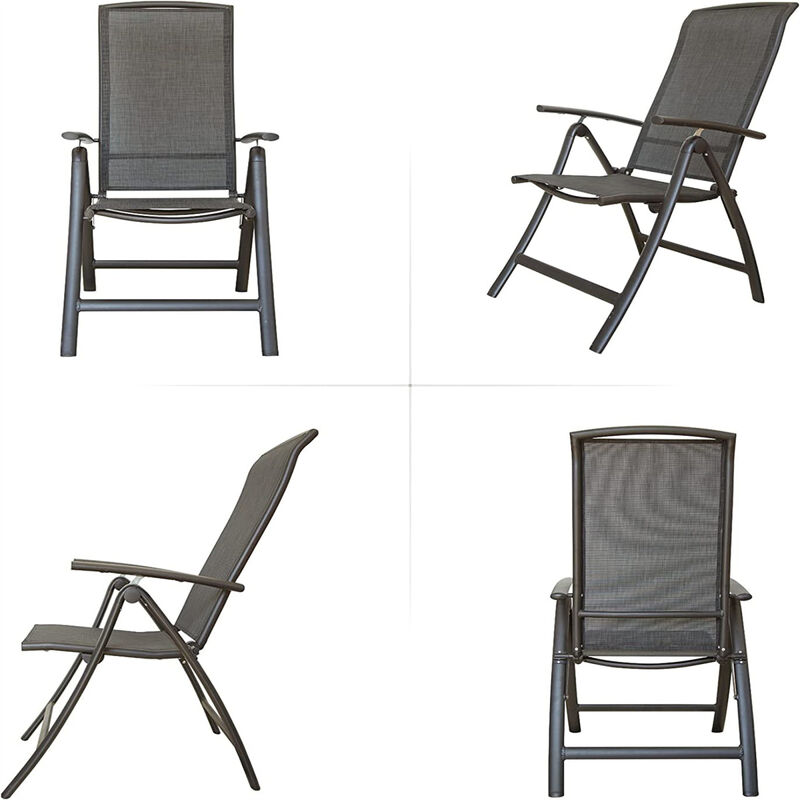Folding Patio Chairs Set of 2, Aluminium Frame Reclining Sling Lawn Chairs with Adjustable High Backrest, Patio Dining Chairs for Outdoor, Camping, Porch, Balcony(Textilene Fabric,2 Chairs)