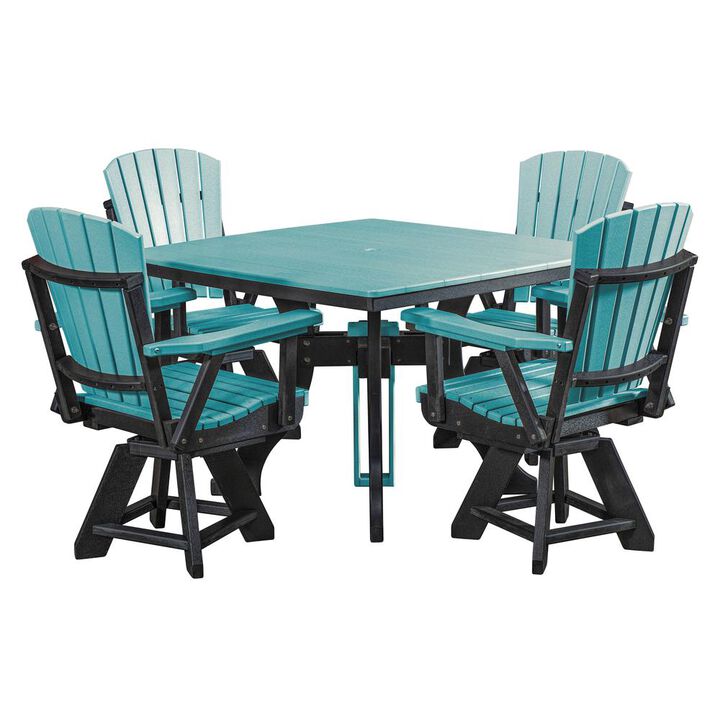 American Furniture Classics Fice Piece Square Dining Height Dining Set in Aruba Blue with a Black Base