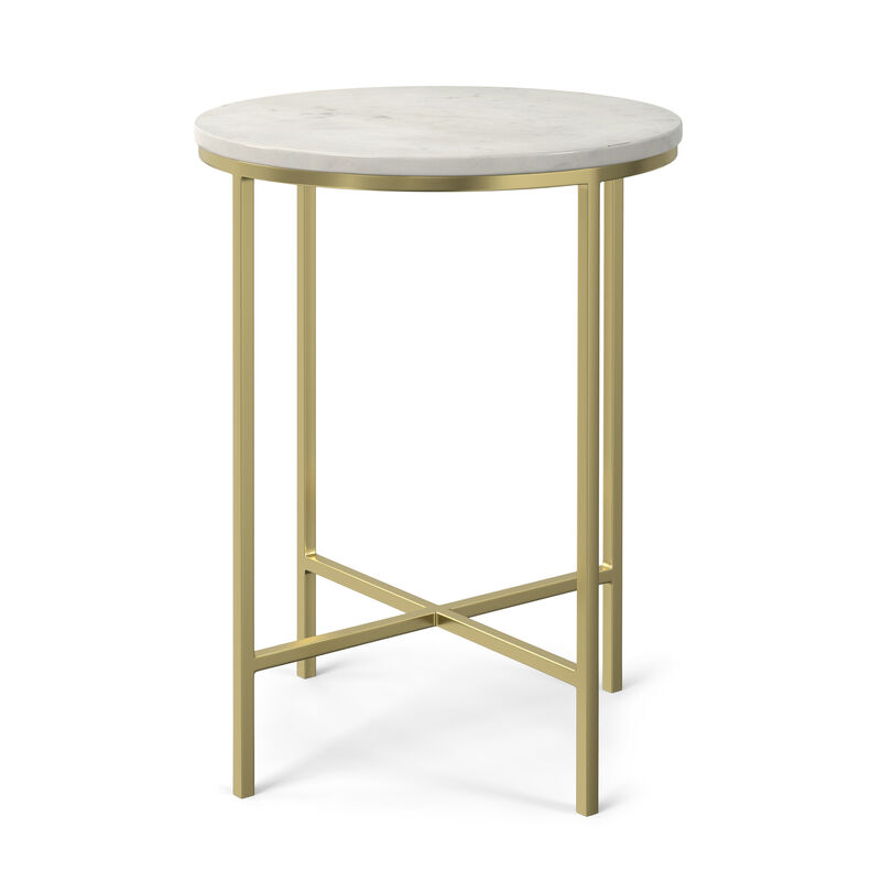 Tara Modern Contemporary 16 inch Wide Metal Side Table in Gold