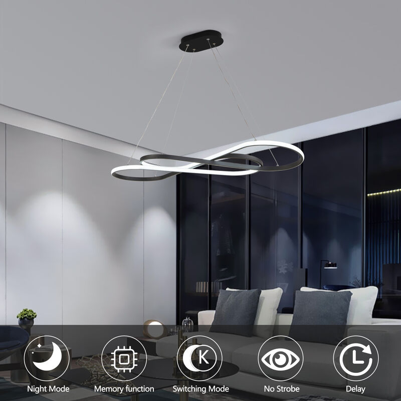 ELEMENT ACE Modern LED Pendant Light with Infinity Design, Adjustable Height Hanging Ceiling Fixture for Living Room Dining Room image number 4