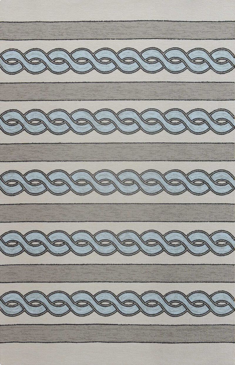 5'X7' Ivory Spa Hand Hooked Uv Treated Cable Stitch Indoor Outdoor Area Rug image number 0