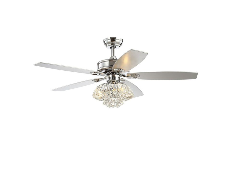 Kate 48" 3-Light Glam Crystal Drum LED Ceiling Fan With Remote, Chrome