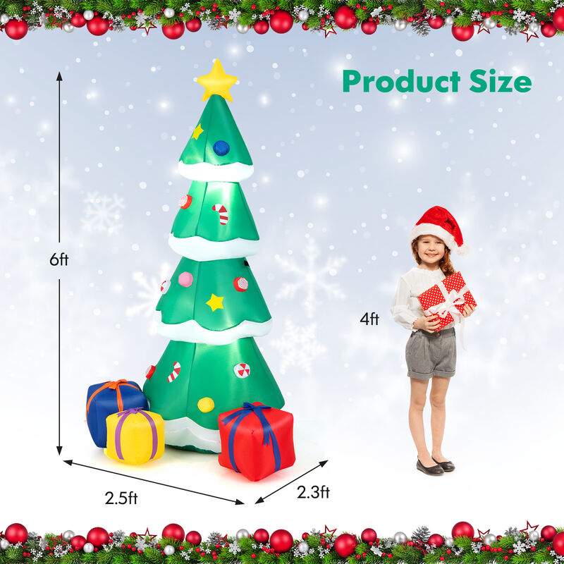 6 Feet Tall Blow up Christmas Tree with 3 Gift Boxes image number 3