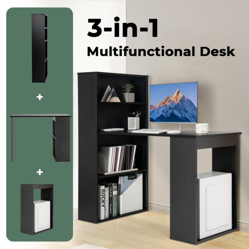 Hivvago 48 Inch Computer Desk with 4-Tier Bookcase and CPU Stand