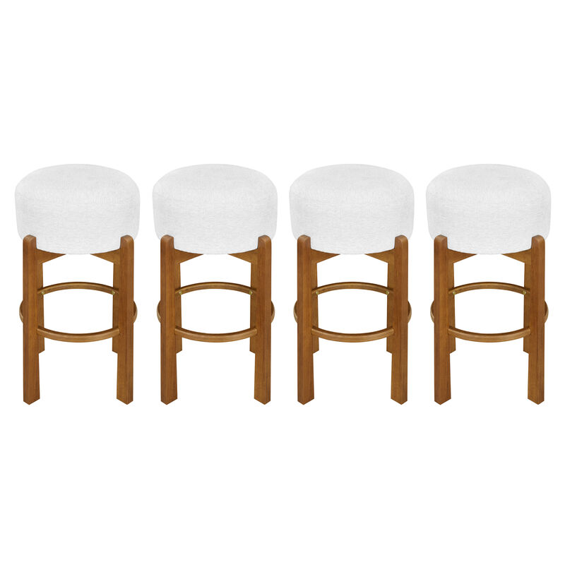 Christopher Knight Home Boylan Rubberwood Round Upholstered Barstools (Set of 4) image number 0