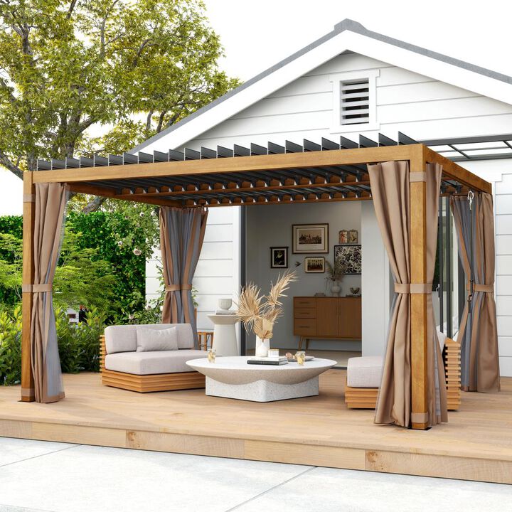Hivvago 10x13 Backyard Pergola with Louvered Top and Netting