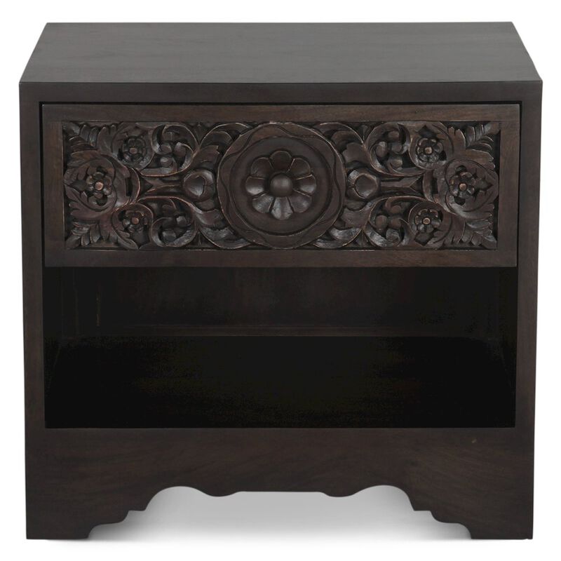 World Interiors Haveli 26" Nightstand with Plinth Base in Vintage Brown image number 0