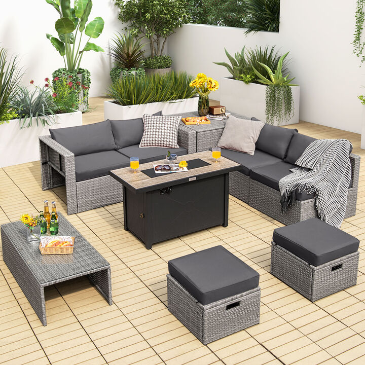 9-Piece Patio Furniture Set with Cushions for Outdoor Dining & Lounge