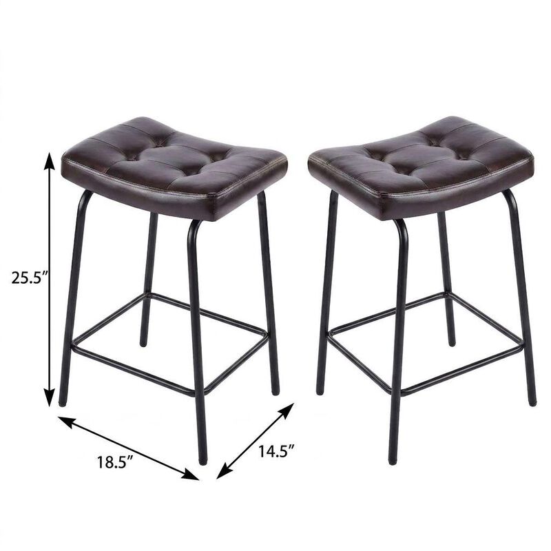 HomeRoots Set of Two Faux Leather and Metal Counter Height Bar Chairs image number 6