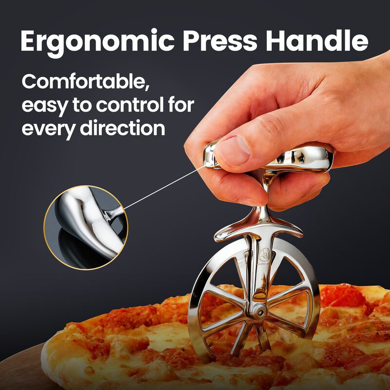 Gourmet Easy Pizza Cutter Stainless Steel Ultra Durable Non-Slip Ergonomic Easy Clean image number 2