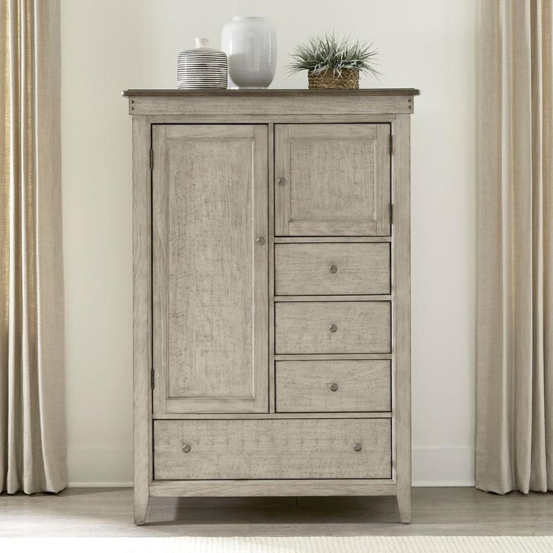 Liberty Furniture Door Chest - in Weathered Linen Finish w/ Dusty Taupe Tops image number 2