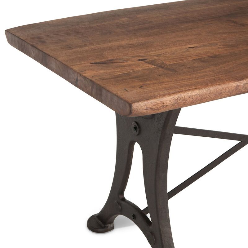 World Interiors Blayne 72-Inch Live Edge Dining Table with Antique Zinc Base