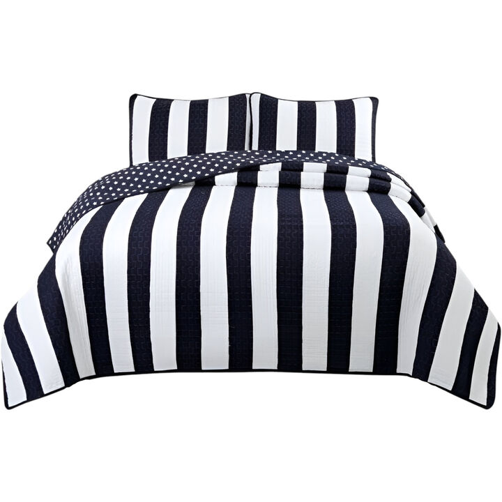 3-Piece Reversible Stars and Stripes Quilt Set Patriotic Bedding For Bedding