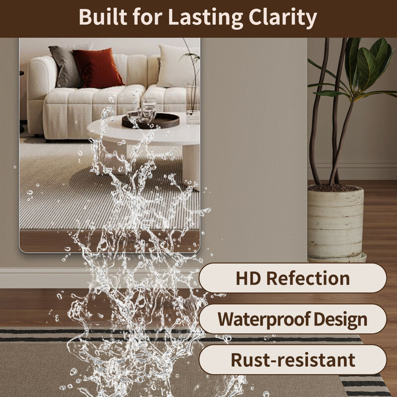 ELEMENT ACE 65 Inch x 24 Inch Full Body Round Corner Wall Hanging Mirror High Definition Explosion-Proof 5mm Silver Mirror for Living Room Bedroom Cloakroom Home Use image number 7