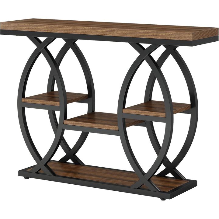 Tribesigns Contemporary 4-Tier Wood Console Table with Storage Shelves