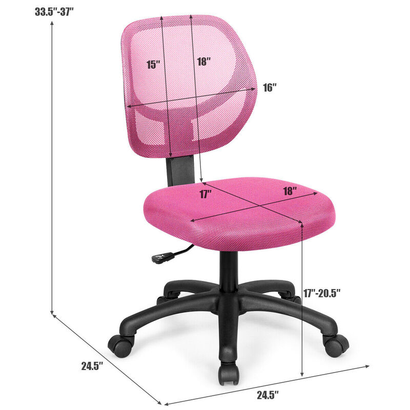 Low-back Computer Task Chair with Adjustable Height and Swivel Casters