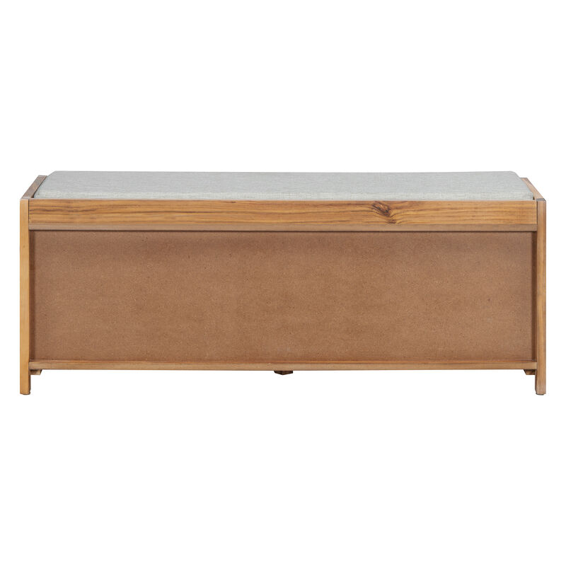 Merax Distressed Shutter Storage Bench with Acacia Veneer
