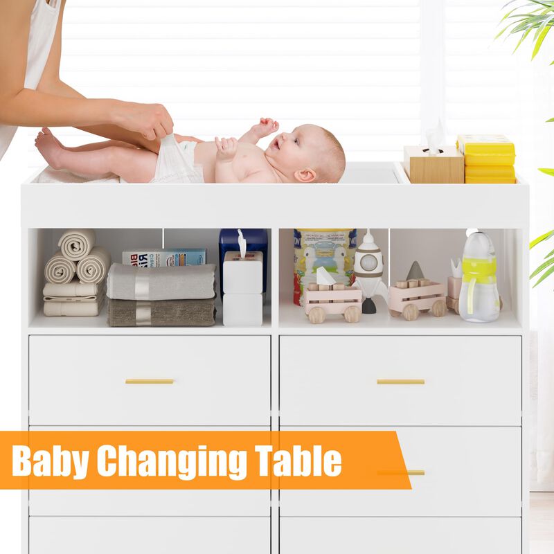 LED Light & Power Outlet Baby Changing Table Dresser image number 1