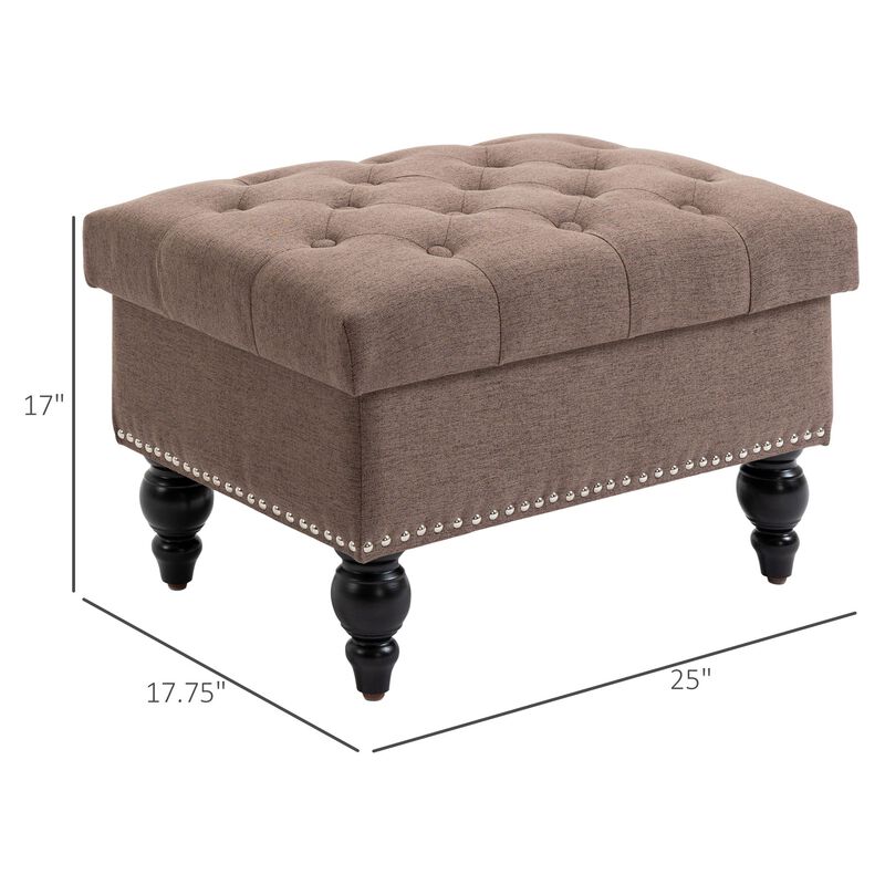 Fabric Dual-Use Ottoman: Button-Tufted Storage Bench Coffee Table