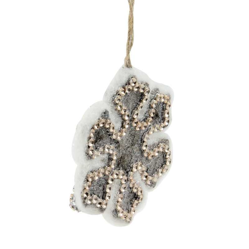 4" Gray and Gold Decorative Snowflake Christmas Ornament image number 3