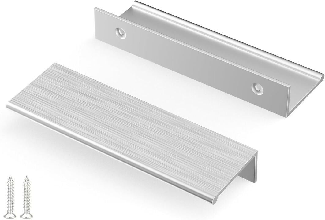 Peaha 10 Pack Kitchen Cabinet Handles 4 inch Brushed Nickel Pulls for Dresser Drawers Door Edge Finger Pull Hardware