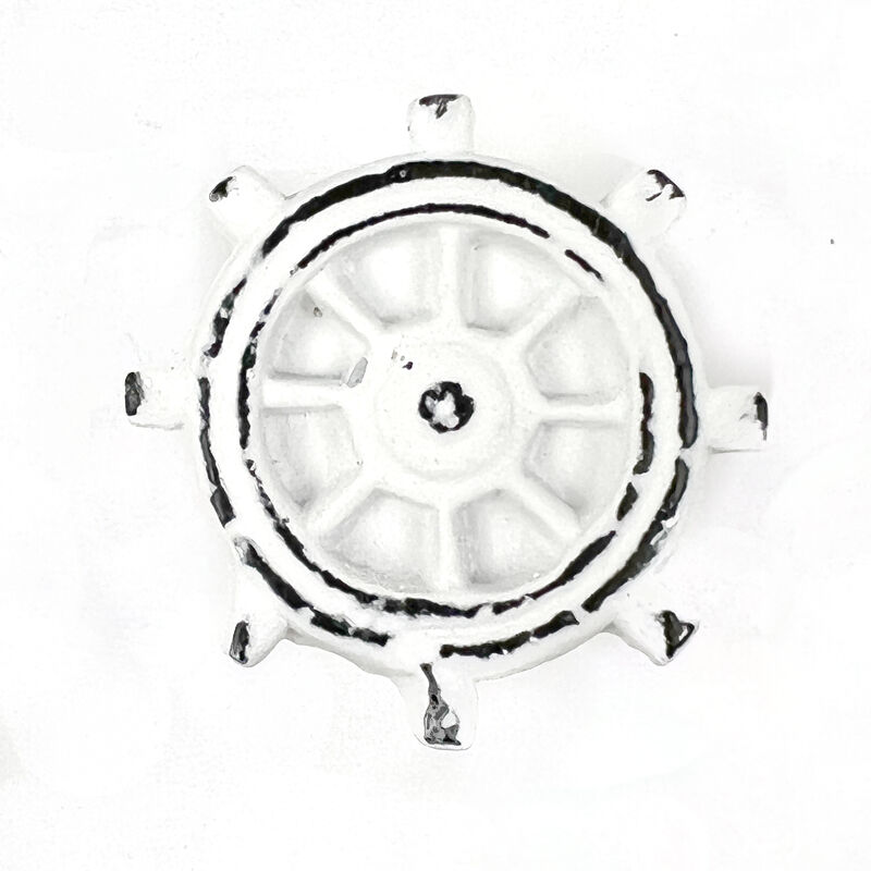 HomeRoots Set of Six White Iron Nautical Drawer Pull Knobs image number 2