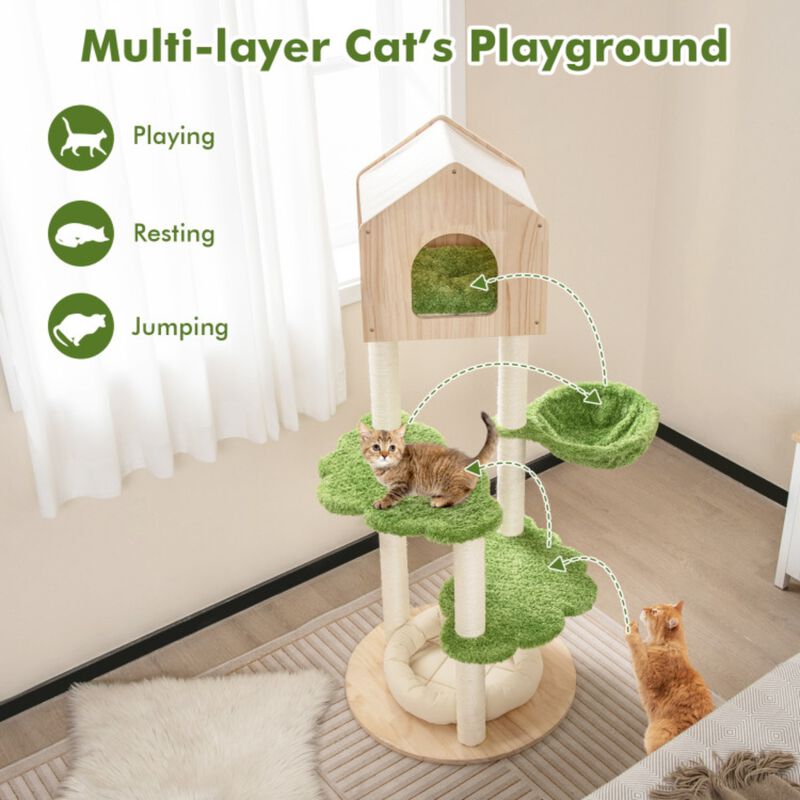 5-Tier Cat Tree Villa with Spacious Platforms and Cozy Resting Areas