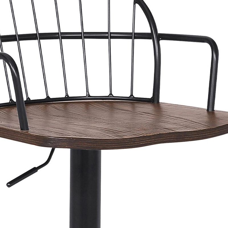 Hivvago 23 Inch Brown And Black Iron Low Back Adjustable Height Bar Chair