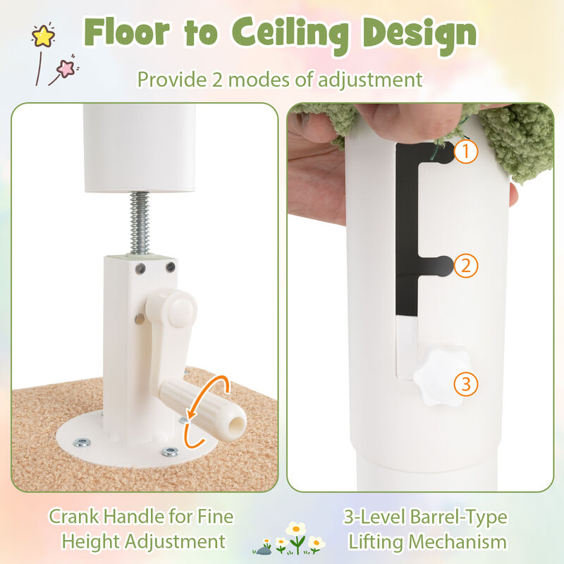 Floor to Ceiling Cat Tree with  Adjustable Height and Extra Post