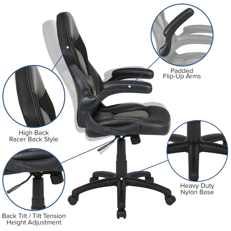 Flash Furniture Red Gaming Desk and Black Racing Chair Set with Cup Holder and Headphone Hook image number 1