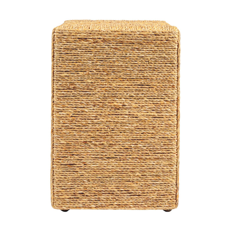 Woven Water Hyacinth & Acacia Wood End Table image number 4