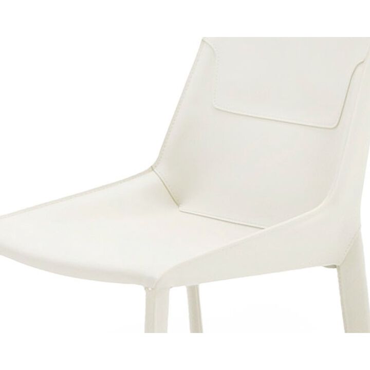 Modrest Halo - Modern Ivory Saddle Leather Dining Chair Set of 2