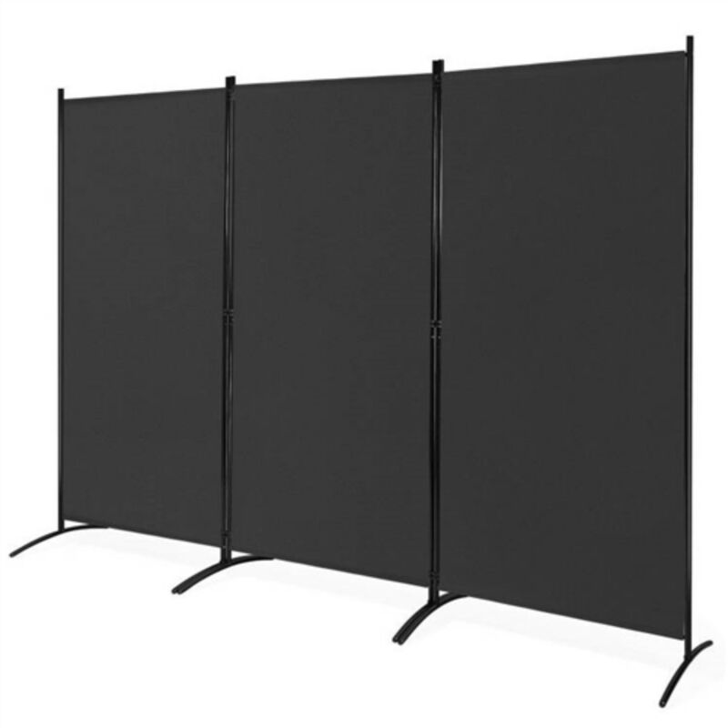 Industrial 3-Panel Folding Room Divider &ndash; Sturdy Privacy Screen with Metal Base