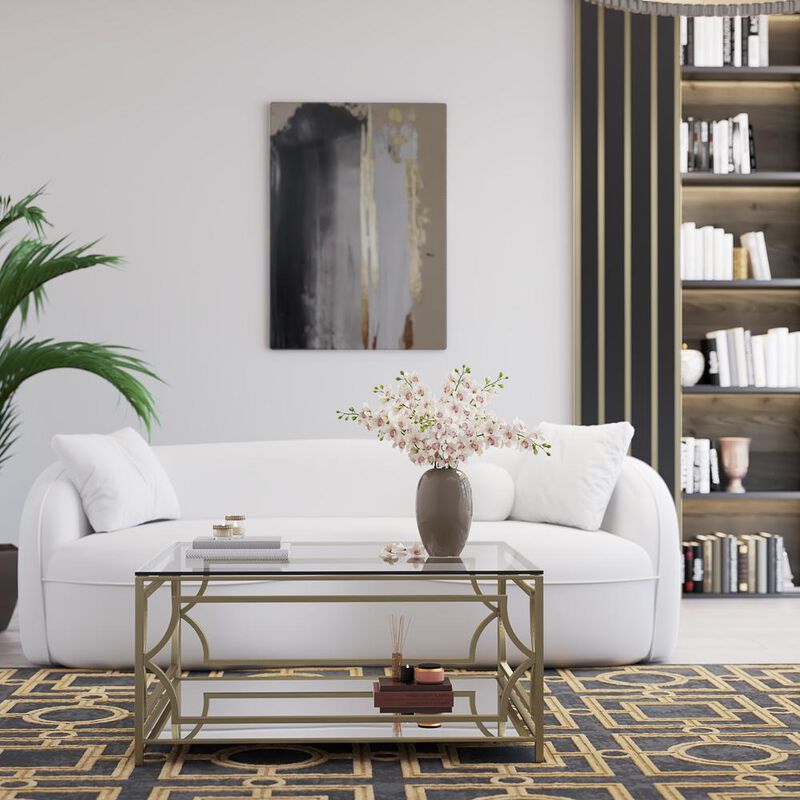 90210 Furniture Edward Square Coffee Table Brass